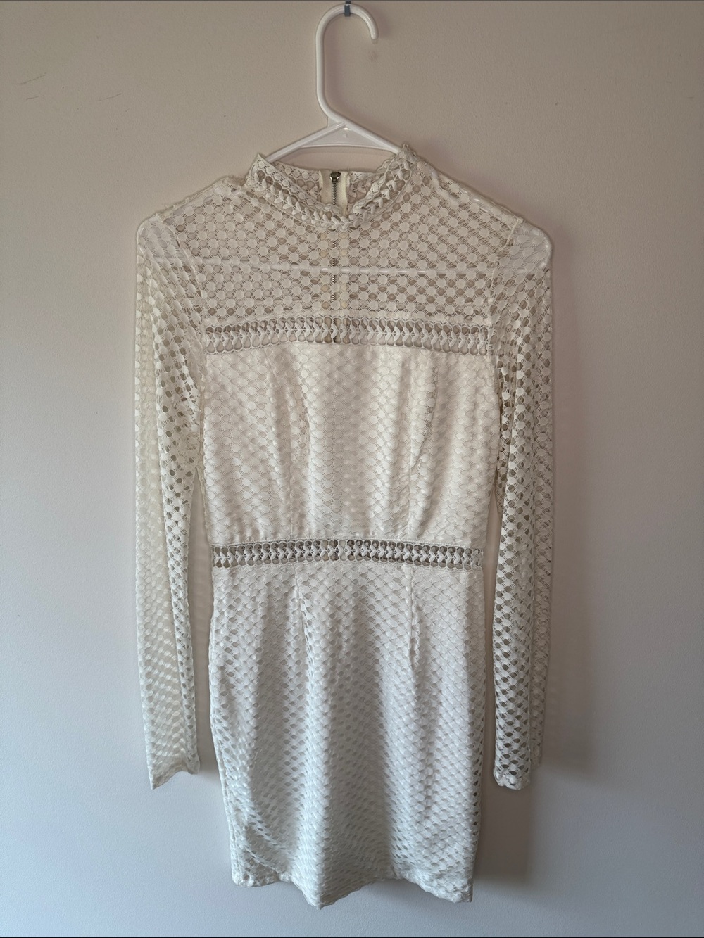 Hello Molly Ivory Lace Long Sleeve Mini Dress